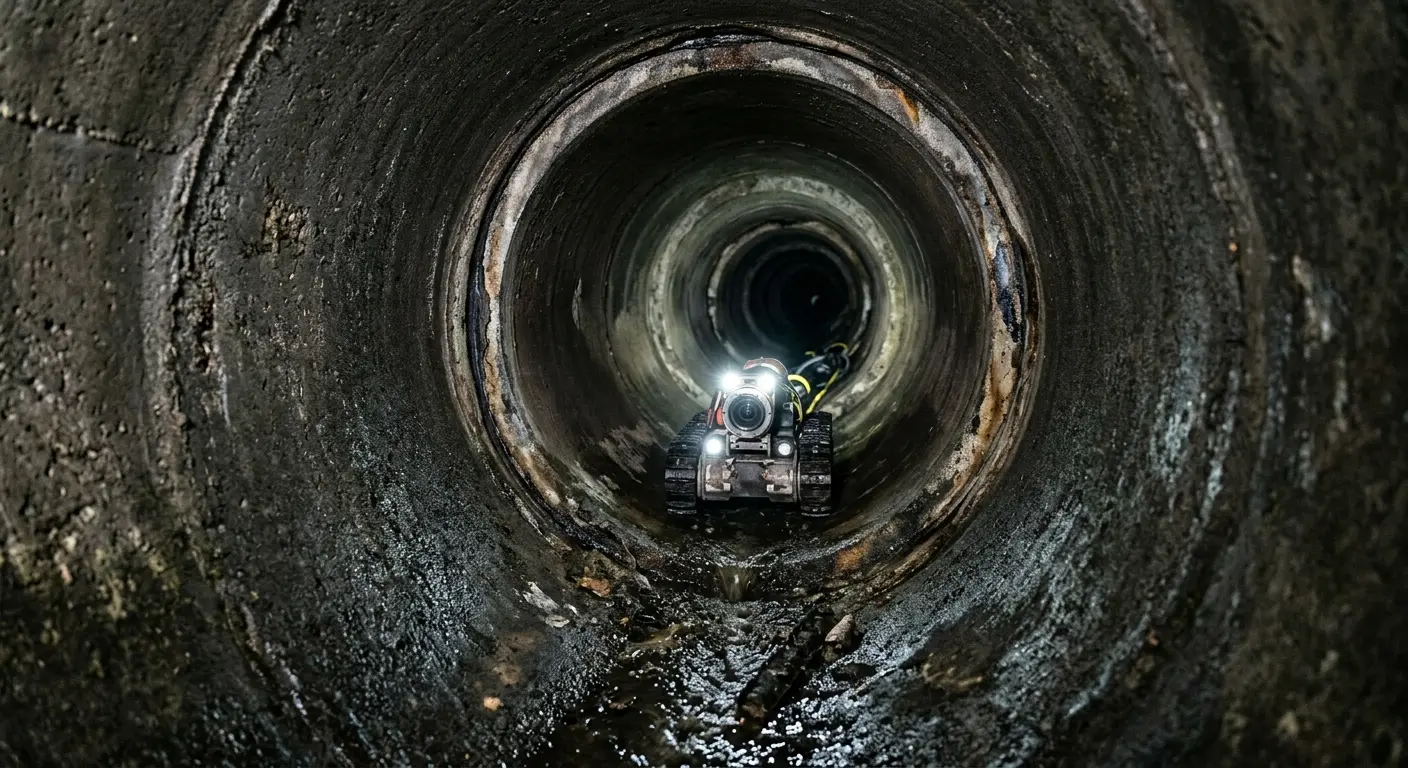 Robotic sewer camera inspecting pipe interior for Sewer Line Repair in Rehoboth